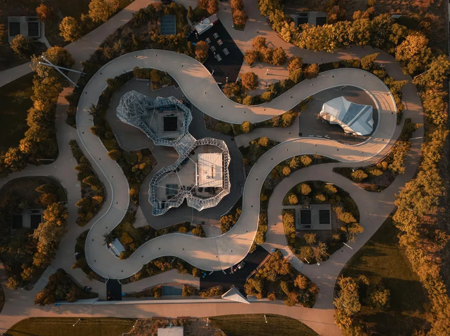 벚꽃 길 항공 뷰