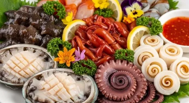 해산물 한 상 차림 테이블