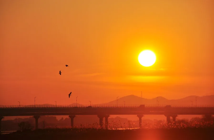 인근 갯벌과 석양 풍경