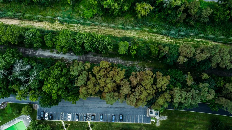 봄축제 주차장 항공 전경
