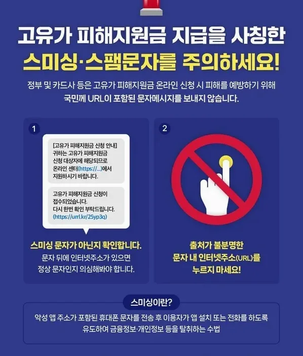 지원금 안내 문자 예시