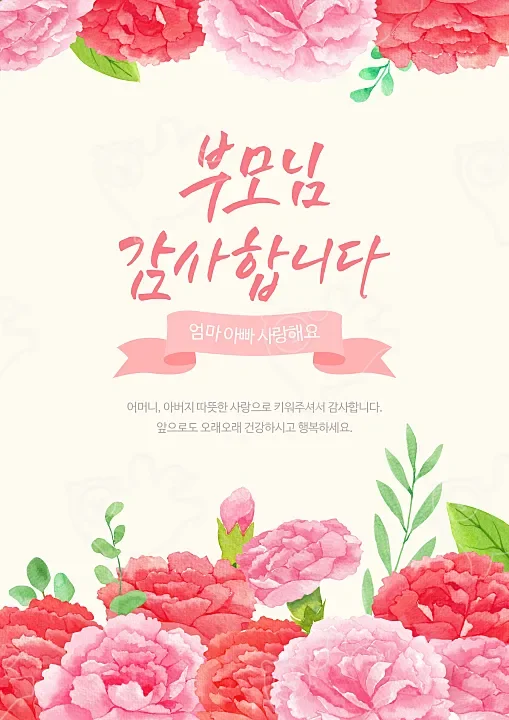 카네이션과 감사 카드로 전하는 가족의 마음