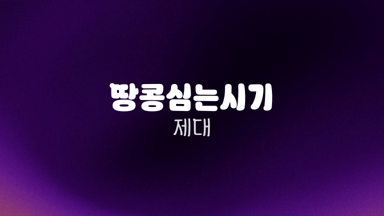 땅콩심는시기 제대